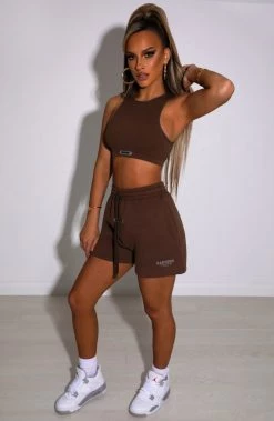 M.T NEW ARRIVALS Cora Luxe Shorts - Chocolate