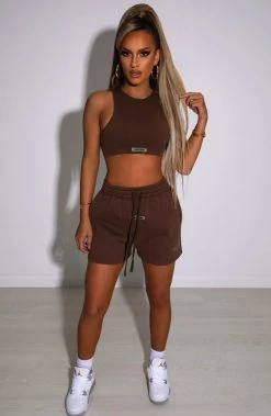 M.T NEW ARRIVALS Cora Luxe Shorts - Chocolate