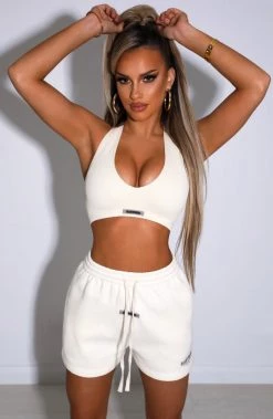 M.T NEW ARRIVALS Cora Luxe Shorts - Cream