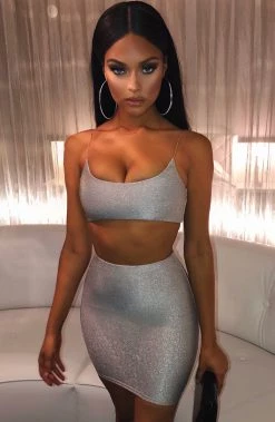 C.F NEW ARRIVALS Samara Skirt - Grey Shimmer