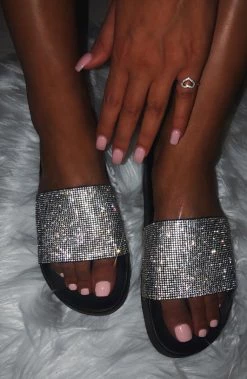 Babyboo Fashion Diamonte Slides - Black Diamante