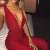 L.F BACK IN Luxe Life Jumpsuit - Red Sparkle