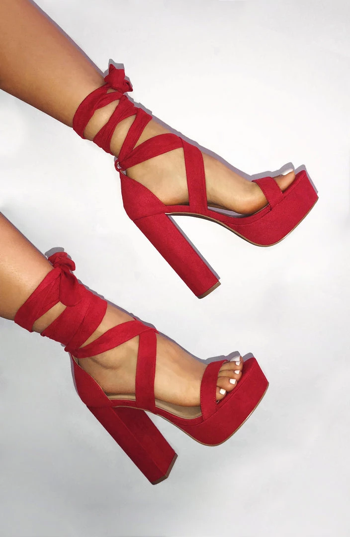 L.F Danica Block Heels - Red NEW ARRIVALS