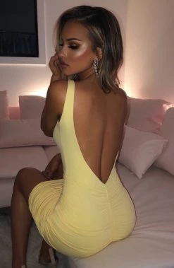 Y.Z NEW ARRIVALS Diya Mini Dress - Lemon