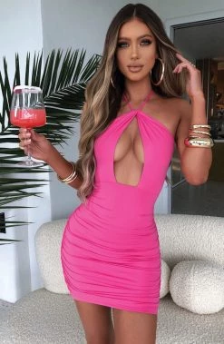 Y.Z NEW ARRIVALS Dominica Mini Dress - Fuchsia