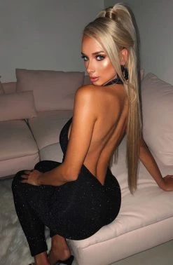 C.F NEW ARRIVALS Ellisa Jumpsuit - Black Sparkle