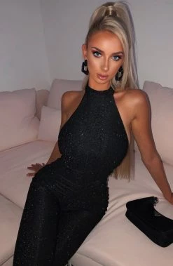 C.F NEW ARRIVALS Ellisa Jumpsuit - Black Sparkle