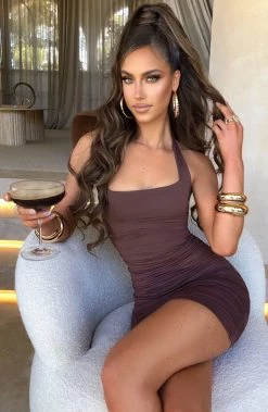 M.T NEW ARRIVALS Erika Mini Dress - Chocolate