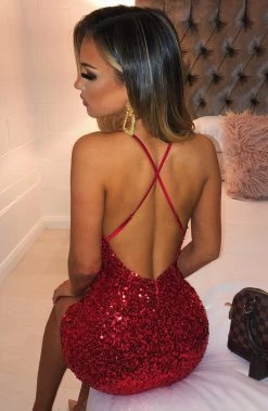 C.F NEW ARRIVALS Gigi Mini Dress - Red Sequin