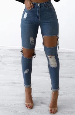 W.K Honey Crush Jeans High Waisted - Blue Denim NEW ARRIVALS