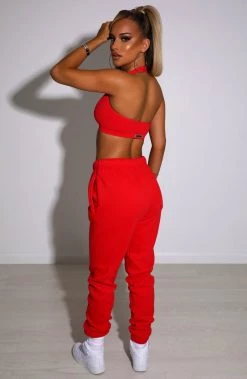 M.T NEW ARRIVALS Ivy Luxe Trackpant - Red