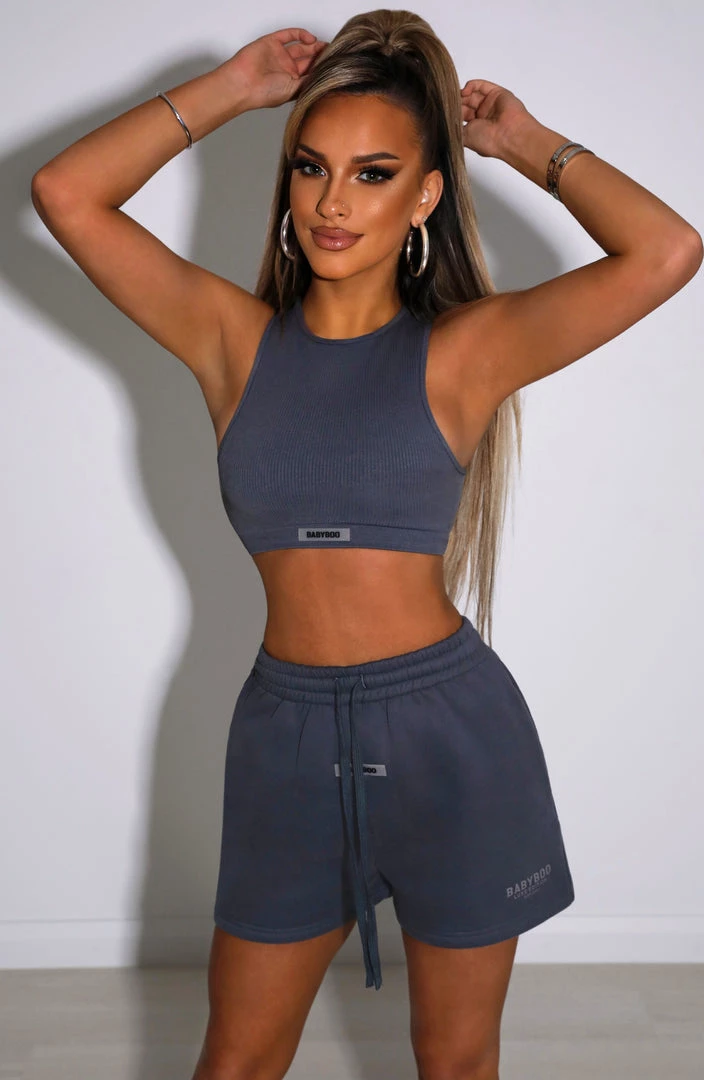 M.T NEW ARRIVALS Cora Luxe Shorts - Charcoal