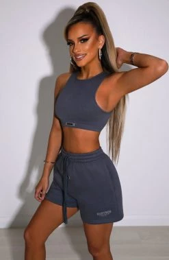 M.T NEW ARRIVALS Cora Luxe Shorts - Charcoal