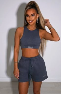 M.T NEW ARRIVALS Cora Luxe Shorts - Charcoal