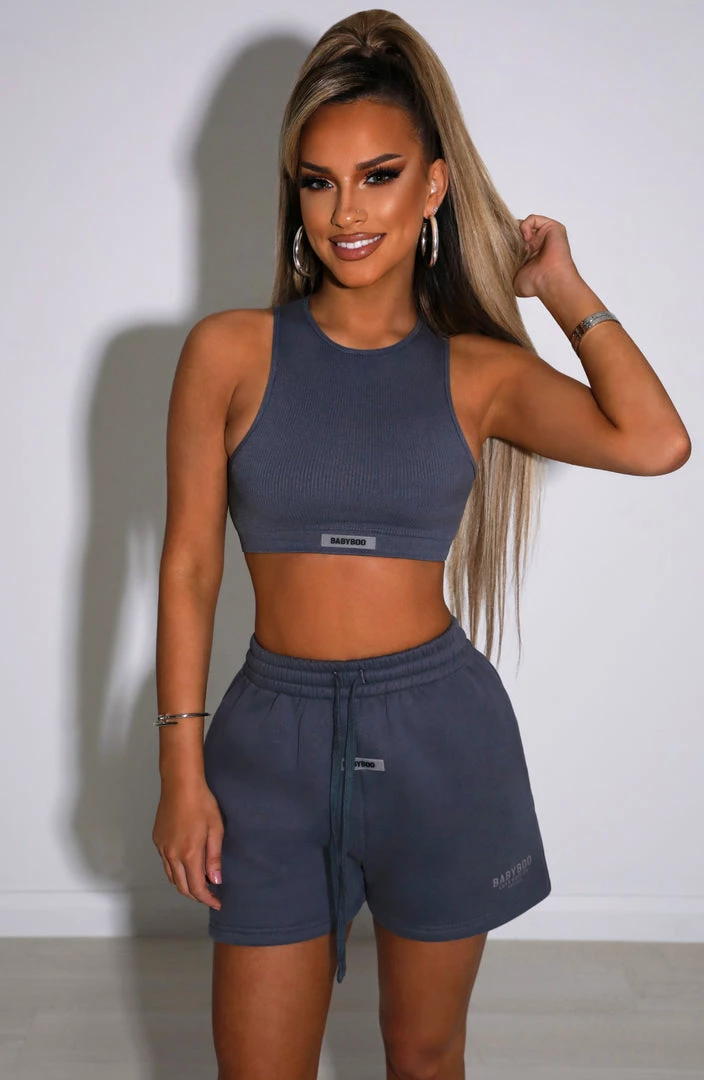 M.T NEW ARRIVALS Cora Luxe Shorts - Charcoal