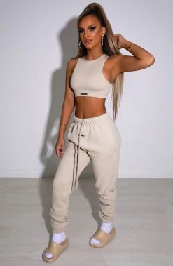 M.T NEW ARRIVALS Ivy Luxe Trackpant - Beige