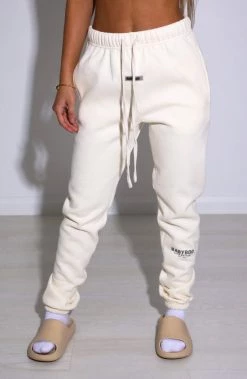 M.T NEW ARRIVALS Ivy Luxe Trackpant - Cream