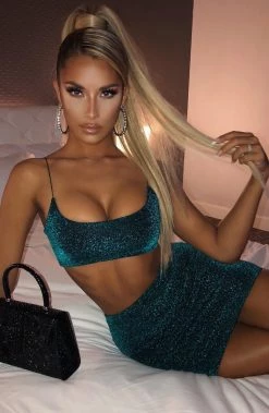 C.F NEW ARRIVALS Kylie Mini Skirt - Emerald Sparkle