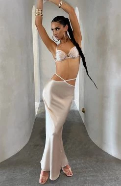 M.T NEW ARRIVALS Jasmyn Maxi Skirt - Champagne