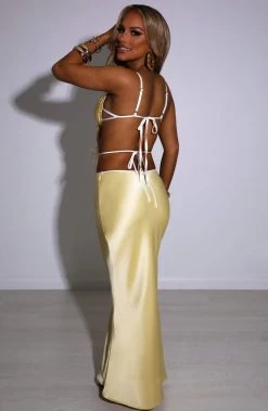 M.T NEW ARRIVALS Jasmyn Maxi Skirt - Lemon