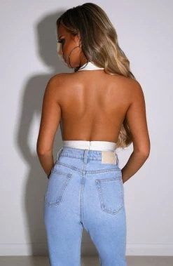 L.F Jayla Bandage Bodysuit - White BACK IN
