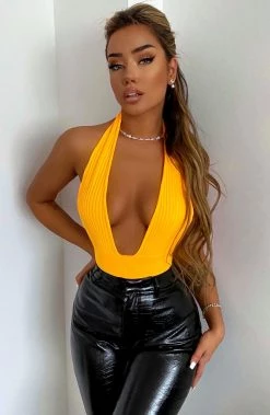 L.F Jayla Bandage Bodysuit - Tangerine