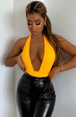 L.F Jayla Bandage Bodysuit - Tangerine