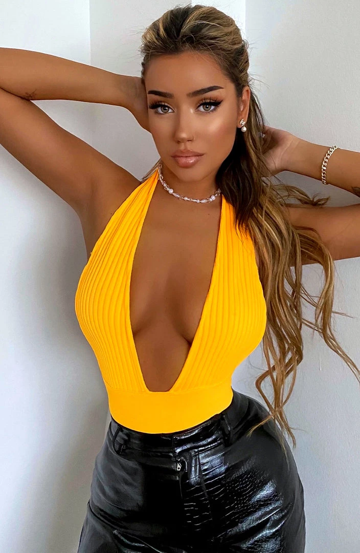 L.F Jayla Bandage Bodysuit - Tangerine