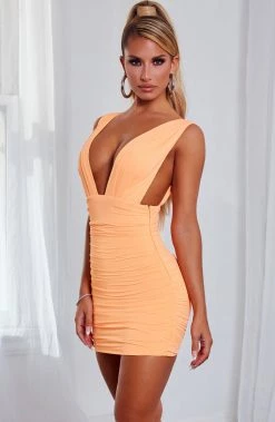 S.D NEW ARRIVALS Kahra Mini Dress - Neon Peach