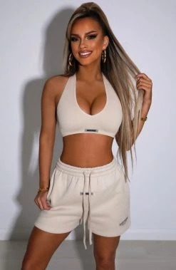 M.T NEW ARRIVALS Cora Luxe Shorts - Beige