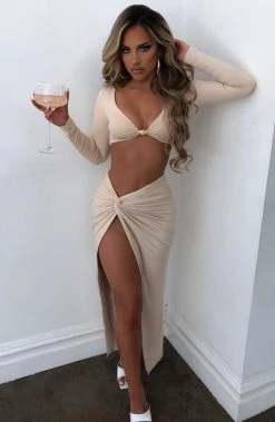 M.T Rosa Maxi Skirt - Nude NEW ARRIVALS