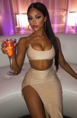 L.F Kenza Maxi Skirt - Gold Sparkle NEW ARRIVALS