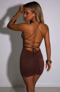 Y.Z Kezia Mini Dress - Chocolate NEW ARRIVALS