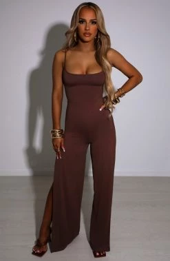 L.F NEW ARRIVALS Khloe Jumpsuit - Chocolate