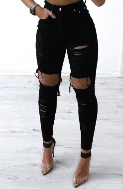 W.K NEW ARRIVALS Shani Grimmond X Babyboo - Feelin It Jeans - Black