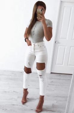 W.K Honey Crush Jeans High Waisted - White NEW ARRIVALS