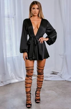 L.F Luna Playsuit - Black BACK IN