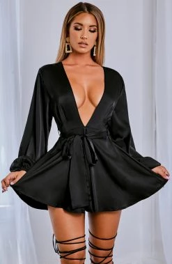 L.F Luna Playsuit - Black BACK IN