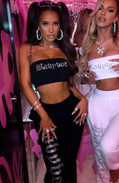 Z.Y NEW ARRIVALS Yasmin Diamante Trackpants - Black