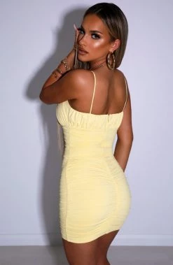 M.T BACK IN Lara Mini Dress - Lemon