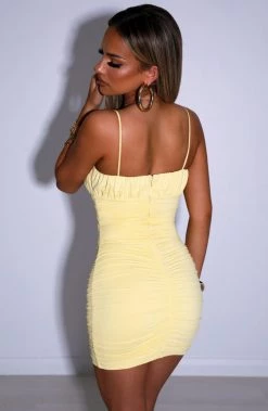 M.T BACK IN Lara Mini Dress - Lemon