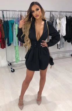 L.F NEW ARRIVALS Lenette Shirt Dress - Black