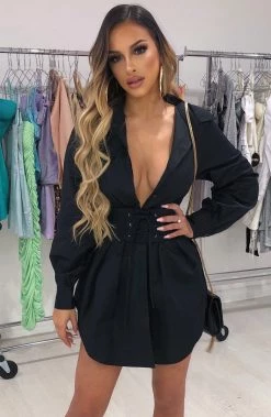 L.F NEW ARRIVALS Lenette Shirt Dress - Black