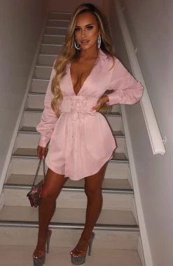 L.F NEW ARRIVALS Lenette Shirt Dress - Dusty Pink