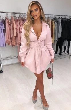 L.F NEW ARRIVALS Lenette Shirt Dress - Dusty Pink