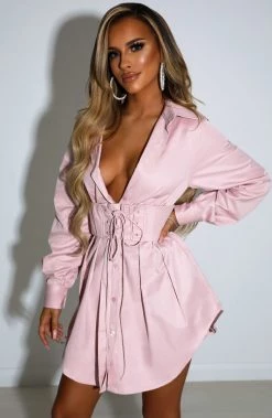 L.F NEW ARRIVALS Lenette Shirt Dress - Dusty Pink