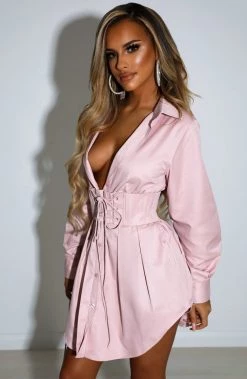 L.F NEW ARRIVALS Lenette Shirt Dress - Dusty Pink