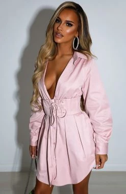 L.F NEW ARRIVALS Lenette Shirt Dress - Dusty Pink