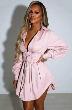 L.F NEW ARRIVALS Lenette Shirt Dress - Dusty Pink