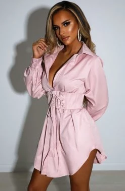 L.F NEW ARRIVALS Lenette Shirt Dress - Dusty Pink